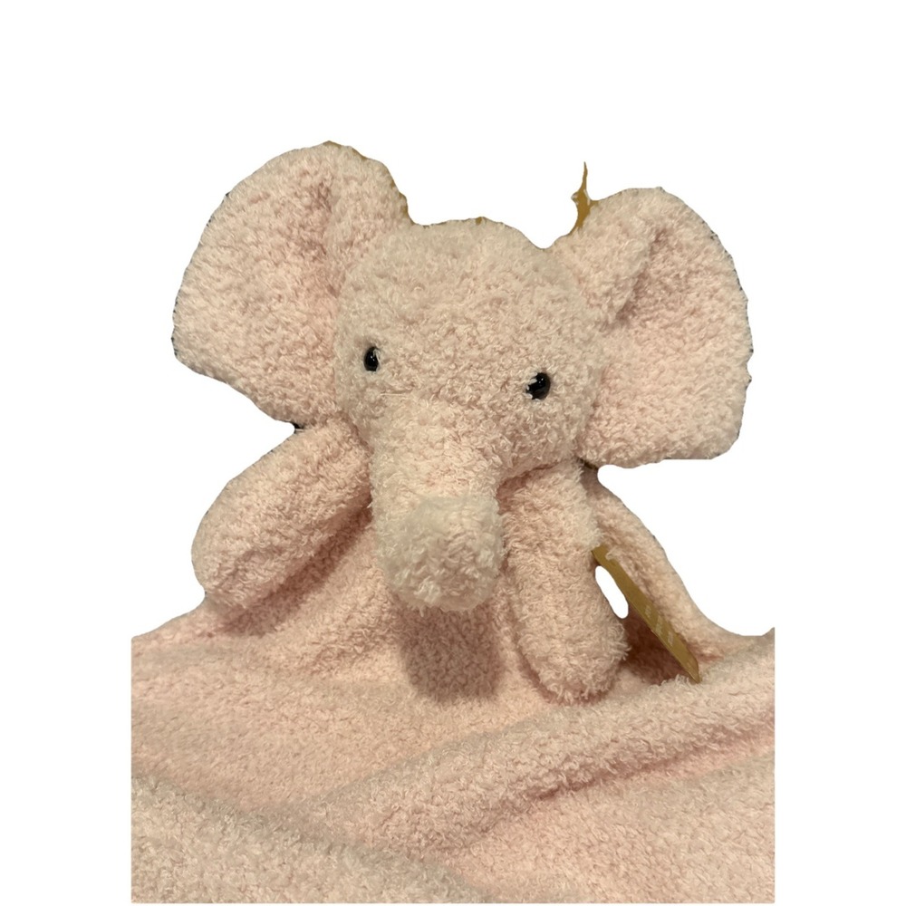 NWT Levi & Emmie Baby Elephant Pink Lovey Feather Knit Plush Security Blanket - Picture 3 of 6
